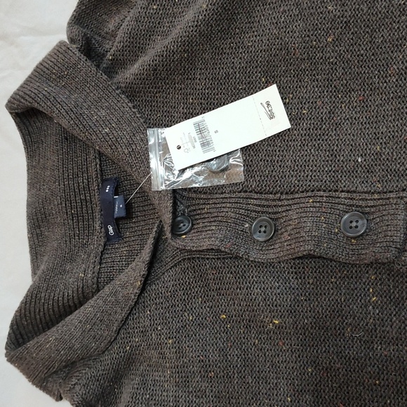 Gap Sweater Size S Shawl Collar 3 Button Long Sleeve Wool Blend Brown Knit NWT - Picture 5 of 13